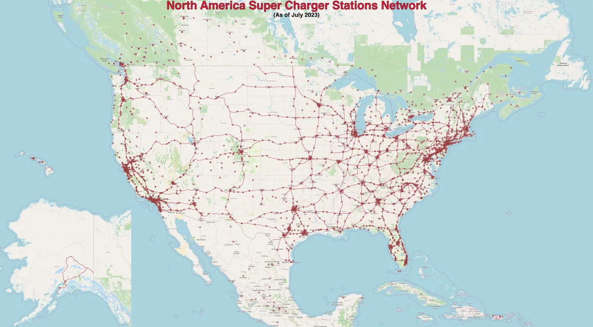 Une Tesla à un Superchargeur