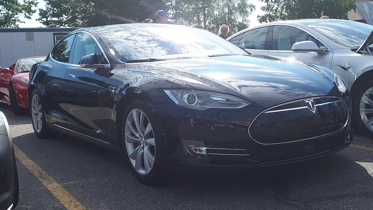 2015 Tesla Model S P85D photographed in Sault Ste. Marie, Ontario, Canada