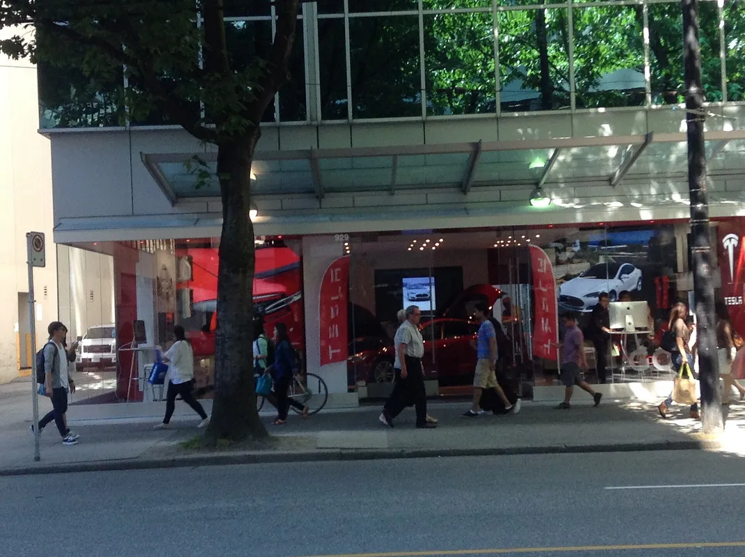 A Tesla store and delivery site
